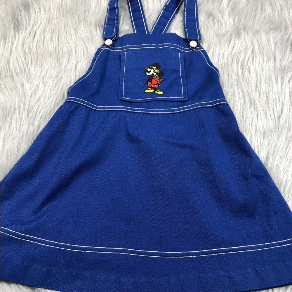 Vintage Disney Mickey Mouse Blue Jumper Dress Toddler Girls